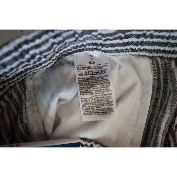 Old Navy 792007 Women's Sz XS Gray/White Striped High Rise Wide Leg Linen Pants - Picture 4 of 12